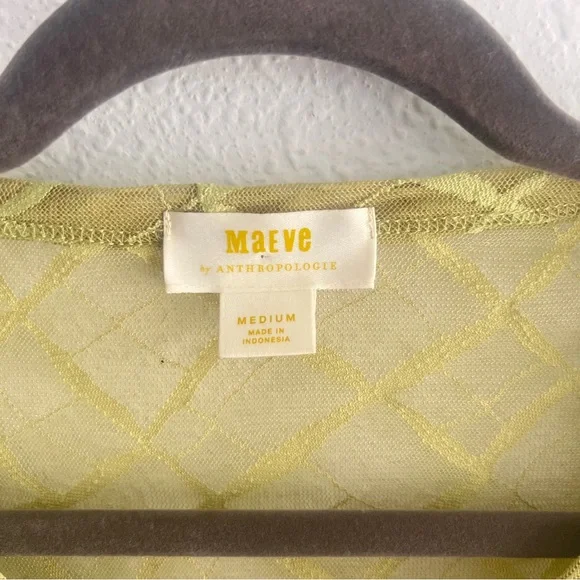 Anthropologie Maeve Sheer Babydoll Layering Top Size M Green - Picture 4 of 11